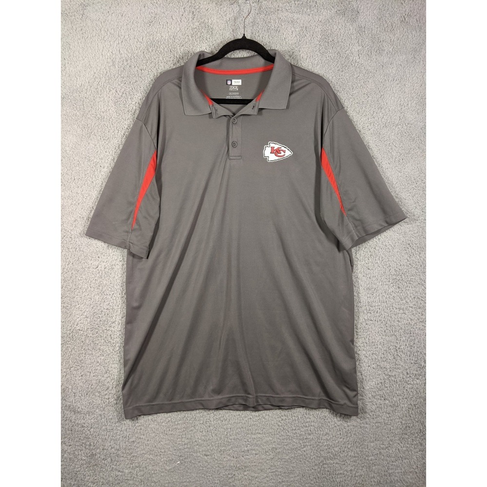 Kansas City Chiefs Polo Shirt Men 2XL Gray NFL Team Apparel TX3 Cool Football